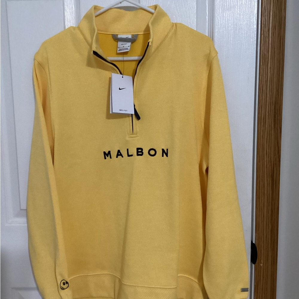 Mens NIKE GOLF MALBON Medium Yellow Quarter Zip NWT Tag says Large